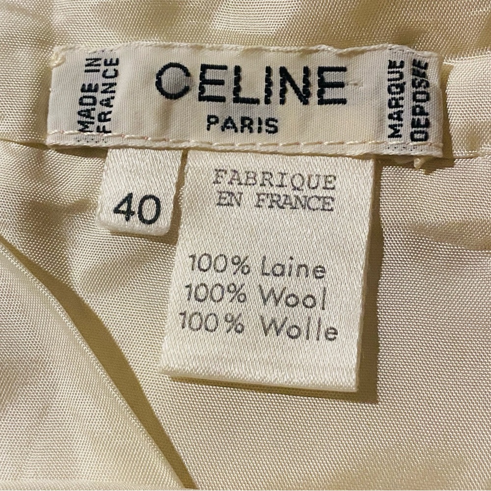CELINE vintage cream wool wrap skirt Paris midi 40 - Picture 7 of 8